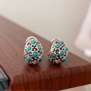 Authentic John Hardy Sterling 18K Jaisalmer Huggie Hoops Turquoise earrings